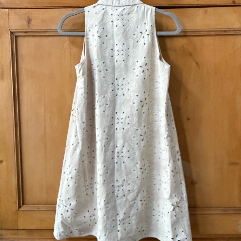 Zara beige EMBROIDERED CUTWORK SMOCK DRESS NWT - Picture 7 of 8